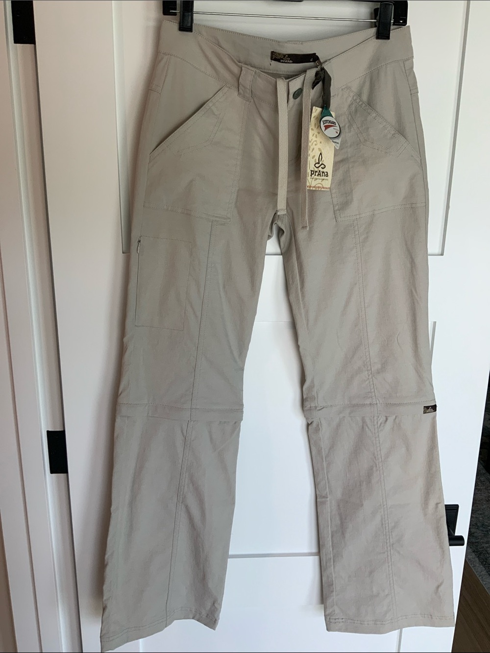 Prana Women's Convertible Low-Rise Cargo Pants in Stone